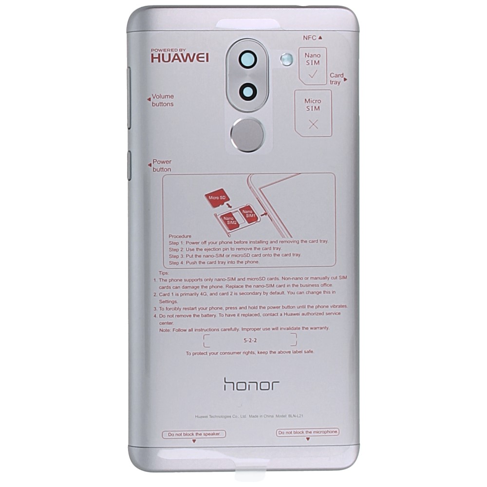 Huawei Honor 6x Bln L21 Battery Cover Incl Fingerprint Sensor Grey bnj