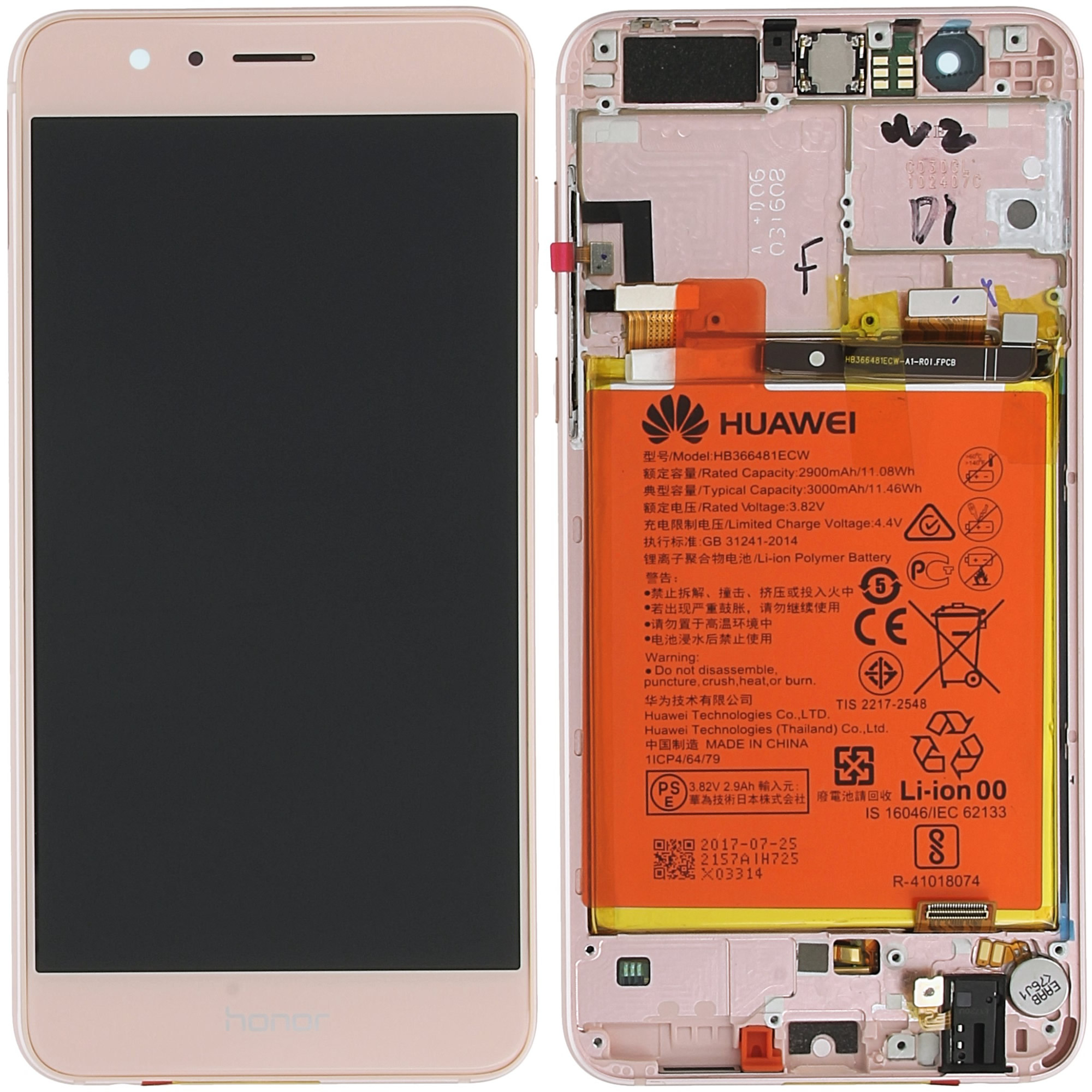 Huawei Honor 8 Frd L09 Frd L19 Display Module Front Cover Lcd Digitizer Battery Pink vat