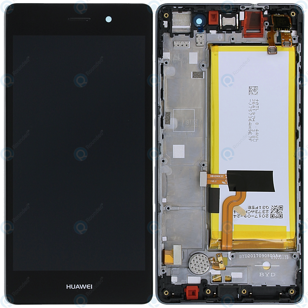 kanaal Flikkeren Schat Huawei P8 Lite (ALE-L21) Display module front cover + LCD + digitizer +  battery black 02350KCW