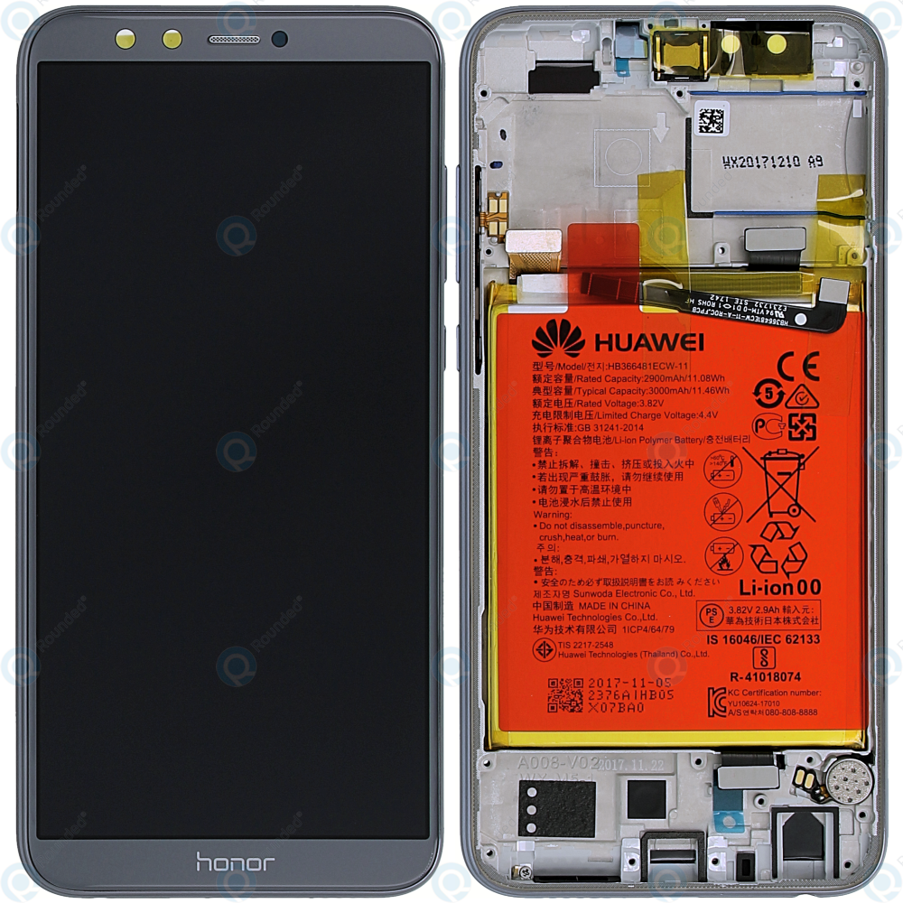 Huawei Honor 9 Lite Lld L31 Display Module Front Cover Lcd Digitizer Battery Grey snr