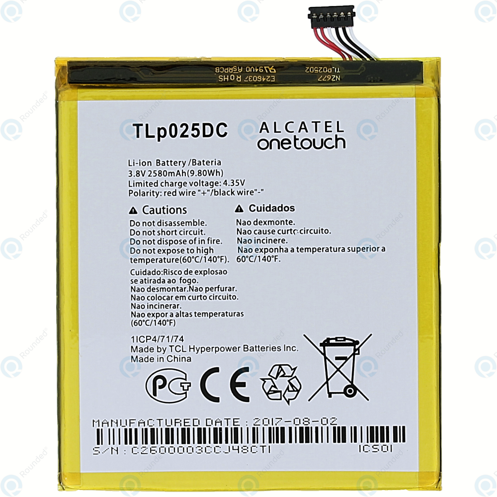 Alcatel Pixi (OT-8050D, OT-9001D) Battery 2580mAh TLP025DC