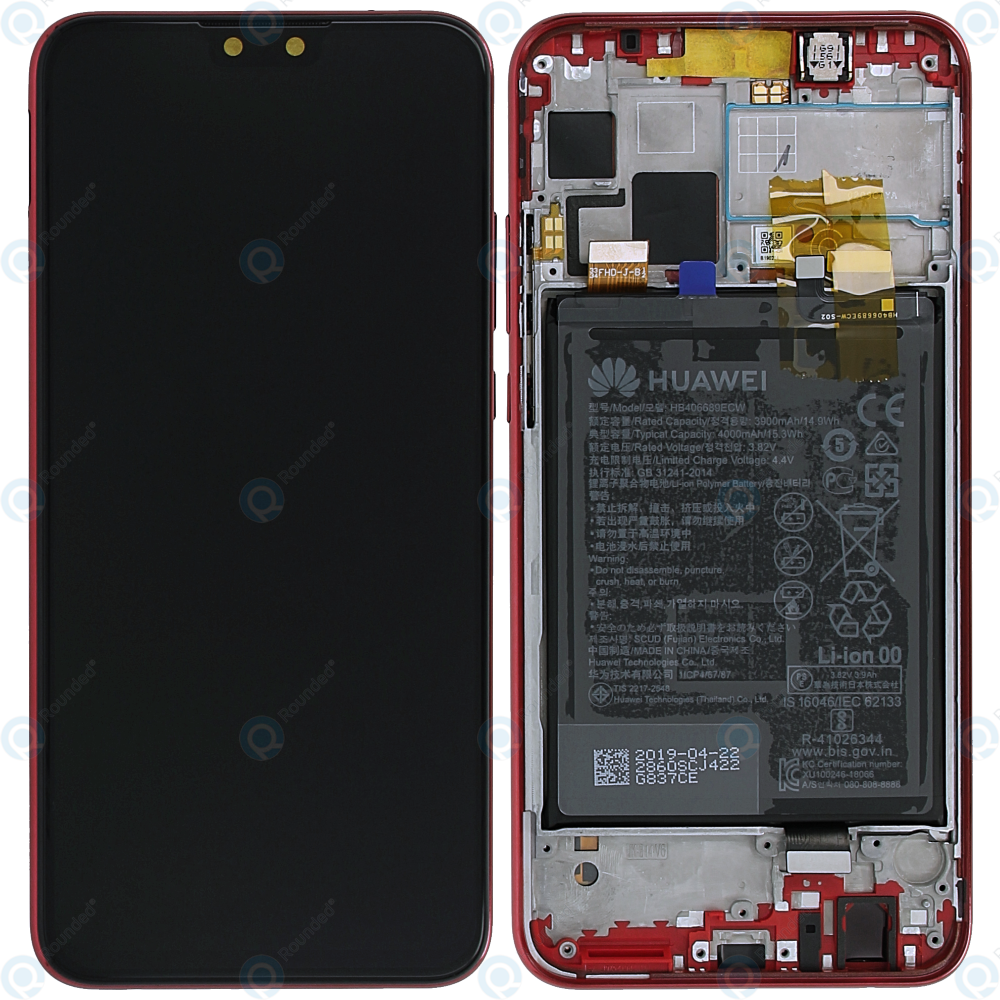 Huawei Y9 2019 (JKM-L23 JKM-LX3) Display module front cover + LCD +  digitizer + battery coral red 02352MTE