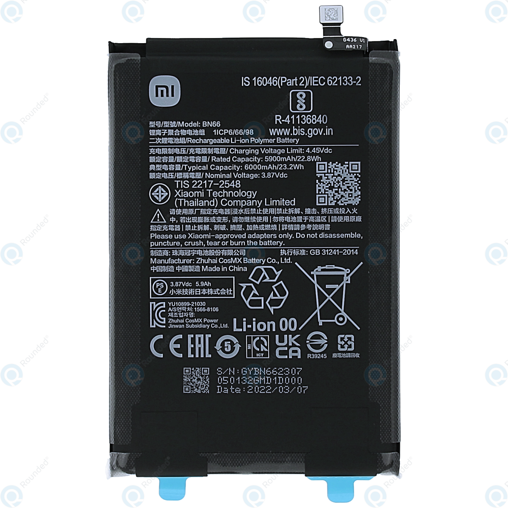 Xiaomi Poco C40 220333qpg Battery Bn66 6000mah 46020000b8lm 46020000b71y