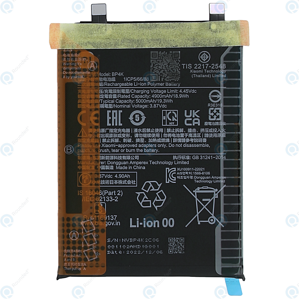 Xiaomi Poco X5 Pro 22101320g 22101320i Battery Bp4k 5000mah 46020000ehlm 46020000f4kg 1070