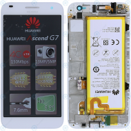 Huawei Ascend G7 (G760-L01) Display module frontcover+lcd+digitizer+battery silver white 02350DCF 02350DCD