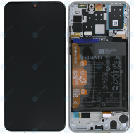 Huawei P30 Lite New Edition (MAR-L21BX) Display module front cover + LCD + digitizer + battery pearl white 02352PJN