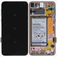 Samsung Galaxy S10e (SM-G970F) Display module front cover + LCD + digitizer + battery flamingo pink GH82-18843D