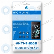 HTC U Ultra Tempered glass  Anti-shock Tempered GlassUse the&nbsp; Anti-shock Tempered Glass. for&nbsp;optimal protection of your touchscreen. It protects your device against scratches, bumps&nbsp;and falling, this ensures a longer life of your display. This Anti-shock Tempered Glass&nbsp;is made of real glass that has been hardened in a special way. It&nbsp;is only 0.3mm thin and has no negative impact on your touch screen. The Anti-shock Tempered Glass has rounded edges. Because of this the Anti-shock Tempered glass is barely noticeable and does not interfere during use.You can easily stick the&nbsp;Anti-shock Tempered Glass&nbsp;without&nbsp;bubbles. Just&nbsp;put&nbsp;the Anti-shock Tempered Glass&nbsp;right on the device and push it from the middle, starting at&nbsp;the speaker, from top to bottom on the screen. After this the product will stick itself onto the screen.Content:&nbsp;	1x&nbsp;Anti-shock Tempered Glass	Microfiber cloth to remove dust	Alcohol&nbsp;cloth to remove fat/oilFeatures:	9H hardness glass	Oleophobic coating	Responsive touch	Satter proof	Complete transparency	Perfect adhesion