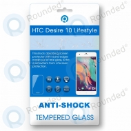 HTC Desire 10 Lifestyle Tempered glass  Anti-shock Tempered GlassUse the&nbsp; Anti-shock Tempered Glass. for&nbsp;optimal protection of your touchscreen. It protects your device against scratches, bumps&nbsp;and falling, this ensures a longer life of your display. This Anti-shock Tempered Glass&nbsp;is made of real glass that has been hardened in a special way. It&nbsp;is only 0.3mm thin and has no negative impact on your touch screen. The Anti-shock Tempered Glass has rounded edges. Because of this the Anti-shock Tempered glass is barely noticeable and does not interfere during use.You can easily stick the&nbsp;Anti-shock Tempered Glass&nbsp;without&nbsp;bubbles. Just&nbsp;put&nbsp;the Anti-shock Tempered Glass&nbsp;right on the device and push it from the middle, starting at&nbsp;the speaker, from top to bottom on the screen. After this the product will stick itself onto the screen.Content:&nbsp;	1x&nbsp;Anti-shock Tempered Glass	Microfiber cloth to remove dust	Alcohol&nbsp;cloth to remove fat/oilFeatures:	9H hardness glass	Oleophobic coating	Responsive touch	Satter proof	Complete transparency	Perfect adhesion