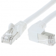 FTP CAT6 network cable 1 meter Type: S/FTP CAT6. Wires: AWG 27/7. Connector 1: RJ45 Male. Connector 2: RJ45 Male. Length: 1 meter. Color: White. Halogen free: No. Extra: 1x Right angle cable.