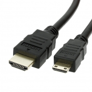 HDMI cable 1 meter Version: 1.4 HighSpeed with Ethernet. Connector types: HDMI A Male to Mini HDMI C Male. Length: 1 meter. Color: Black.