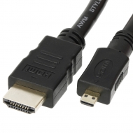 HDMI cable 1.5 meter Version: 1.4 HighSpeed with Ethernet. Connector types: HDMI A Male to Micro HDMI D Male. AWG number: 34. Length: 1.5 meter. Color: Black.