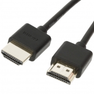HDMI cable 2 meter Version: Super Slim HighSpeed with Ethernet. Connector types: HDMI A Male to HDMI A Male. AWG number: 36. Length: 2 meter. Color: Black.