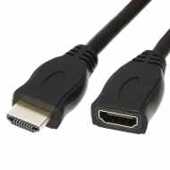 HDMI cable 3 meter Version: 1.4 HighSpeed with Ethernet. Connector types: HDMI A Male to HDMI A Female. AWG number: 28. Length: 3 meter. Color: Black.