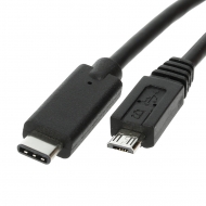 USB Type-C cable 0.5 meter Version: USB 3.1 SuperSpeed+. Connector types: USB 3.1 type-C Male to Micro-USB 2.0 B Male. Length: 0.5 meter. Color: Black.