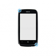 Nokia 610 Lumia front cover touchscreen, voorkant touchscreen zwart onderdeel FRONTC