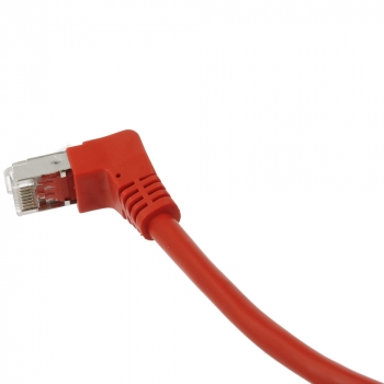 FTP CAT6 network cable 0.25 meter Type: S/FTP CAT6. Wires: AWG 27/7. Connector 1: RJ45 Male. Connector 2: RJ45 Male. Length: 0.25 meter. Color: Red. Halogen free: No. Extra: 1x Right angle cable.  image-2