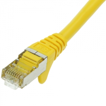FTP CAT6 network cable 5 meter Type: S/FTP CAT6. Wires: AWG 27/7. Connector 1: RJ45 Male. Connector 2: RJ45 Male. Length: 5 meter. Color: Yellow. Halogen free: No. Extra: 1x Right angle cable.  image-1
