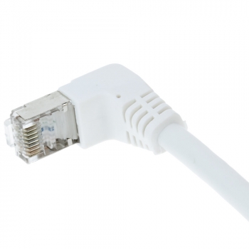 FTP CAT6a network cable 2 meter Type: S/STP CAT6. Wires: AWG 26. Connector 1: RJ45 Male. Connector 2: RJ45 Male. Length: 20 meter. Color: White. Halogen free: Yes. Extra: 1x Right angle cable.  image-1
