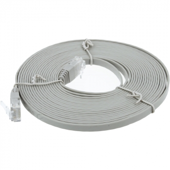 UTP CAT6 network cable 5 meter Type: S/FTP CAT6. Connector 1: RJ45 Male. Connector 2: RJ45 Male. Length: 5 meter. Color: Grey. Halogen free: No. Extra: Slim flat cable.  image-1