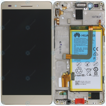 Huawei Honor 7 (PLK-L01) Display module frontcover+lcd+digitizer+battery gold 02350QTN