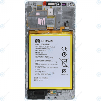Huawei Ascend Mate 7 (JAZZ-L09) Display module frontcover+lcd+digitizer+battery silver 02350BXX_image-2