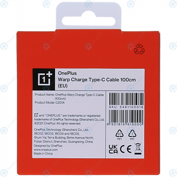 OnePlus Warp charger SUPERVOOC C201A USB type-C 1 meter red 5461100018_image-1
