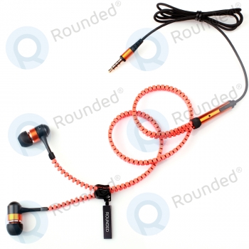 rounded fly zipper stereo headset orange-black