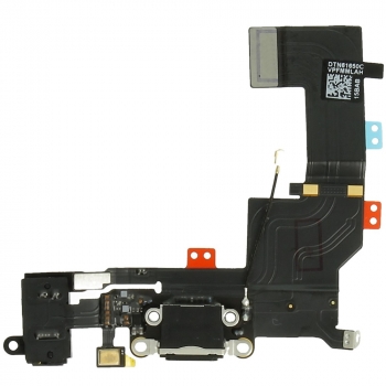 Charging connector flex incl. Audio connector black for iPhone 5S Incl. audio connector and microphone module.