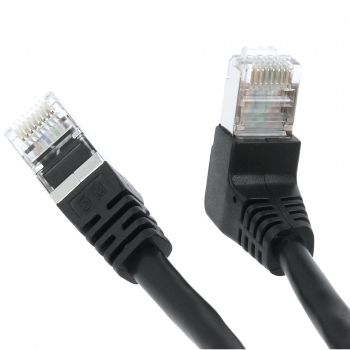 FTP CAT6 network cable 0.25 meter Type: S/FTP CAT6. Wires: AWG 27/7. Connector 1: RJ45 Male. Connector 2: RJ45 Male. Length: 0.25 meter. Color: Black. Halogen free: No. Extra: 1x Right angle cable.  image-1