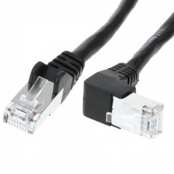 FTP CAT6 network cable 2 meter Type: S/FTP CAT6. Wires: AWG 27/7. Connector 1: RJ45 Male. Connector 2: RJ45 Male. Length: 2 meter. Color: Black. Halogen free: No. Extra: 1x Right angle cable.